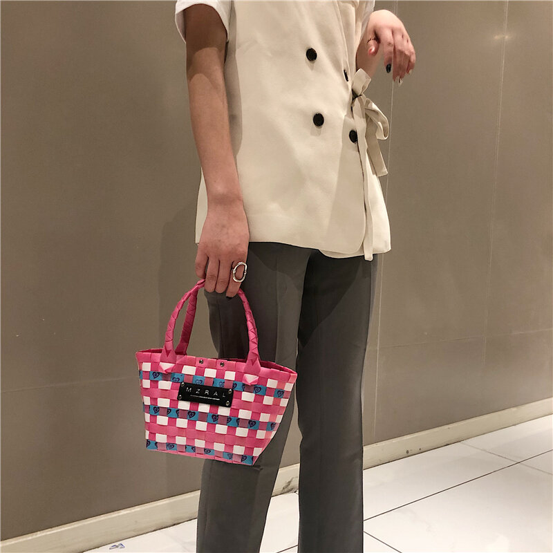 Classic Summer Handbags for Women 2021 Trend Woven Basket Bag Fashion Tote Shopper Bag Casual Vacation Large Beach Bag Ladies