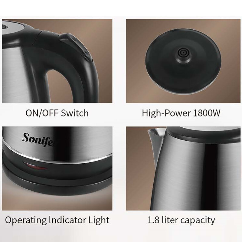 Sonifer-hervidor de agua eléctrico de acero inoxidable para cocina, hervidor inteligente de calentamiento rápido para té y café, olla térmica