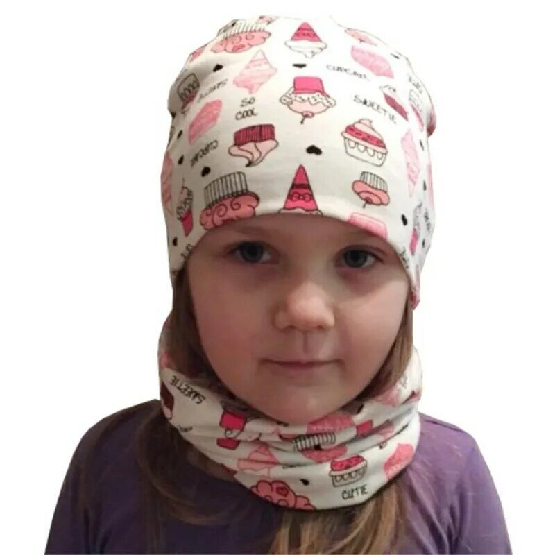 Baru Musim Gugur Musim Dingin Kartun Anak-anak Syal Hat Set Katun Anak Topi Luar Ruangan Hangat Kepala Topi untuk Anak Laki-laki dan Perempuan Leher Syal bayi Topi Syal