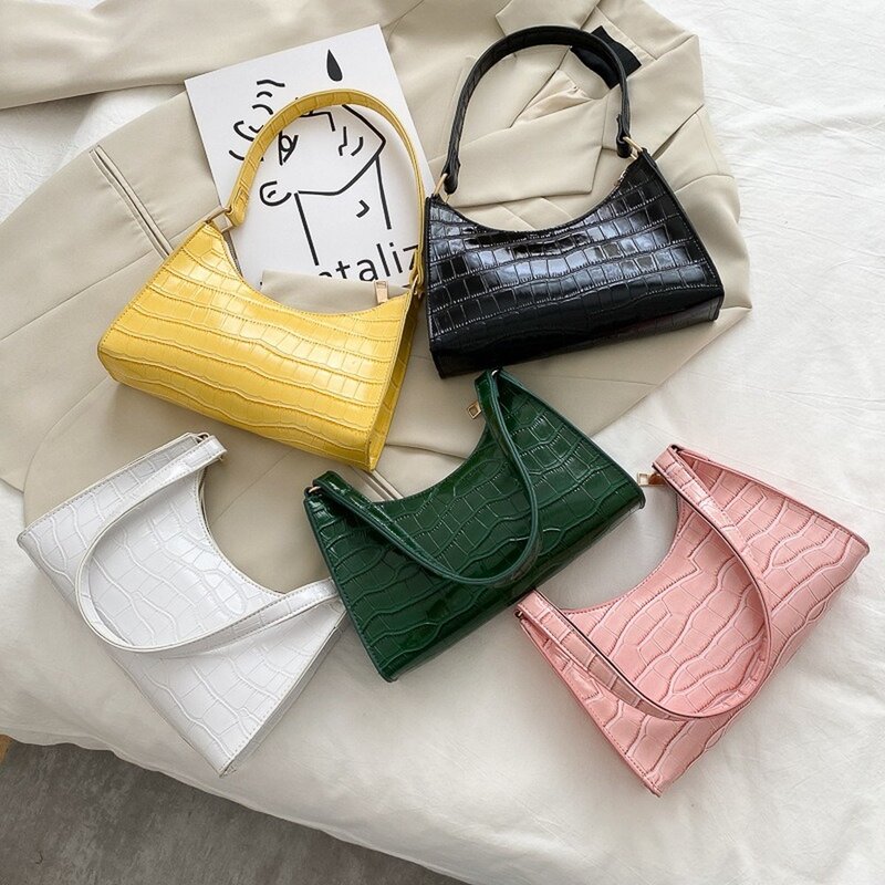 Bolso de compras exquisito de moda para mujer, bolsos de hombro Retro informales, bolso de mano de cuero con cadena de Color sólido para mujer 2020