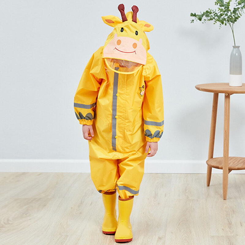 3-10 anni bambini cartone animato impermeabile tuta impermeabile da esterno cappotto antipioggia monopezzo cappotto giraffa rana per bambini Unisex multicolore