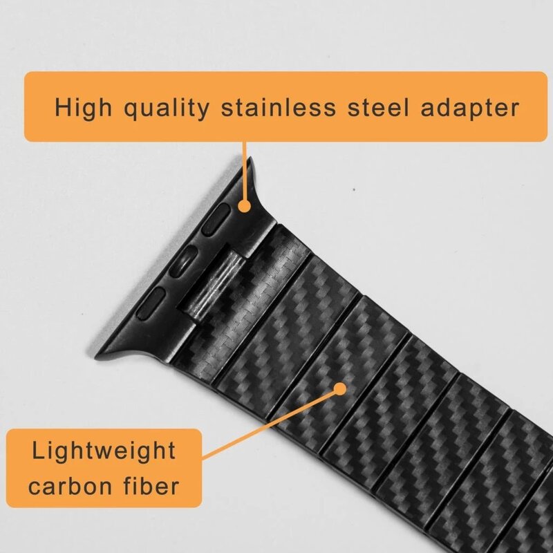 Carbon Fiber Strap Voor Apple Horloge Band 45Mm 44Mm 42Mm 41Mm 40Mm 38Mm Lichtgewicht link Armband Riem Iwatch Serie 5 4 7 6 Se 3