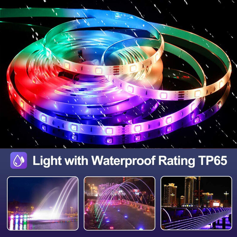 Tira de Luces LED RGB 2835, 5050, Tuya, WIFI, Alexa, Control por voz, 12V, cinta Flexible de diodos, Luces impermeables para el hogar, Festival