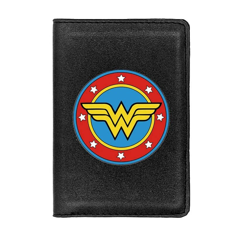 Wonder Girl ป้ายปกหนังสือเดินทางหนังผู้ชายผู้หญิง Slim ID Card ผู้ถือกระเป๋ากรณีอุปกรณ์เสริม