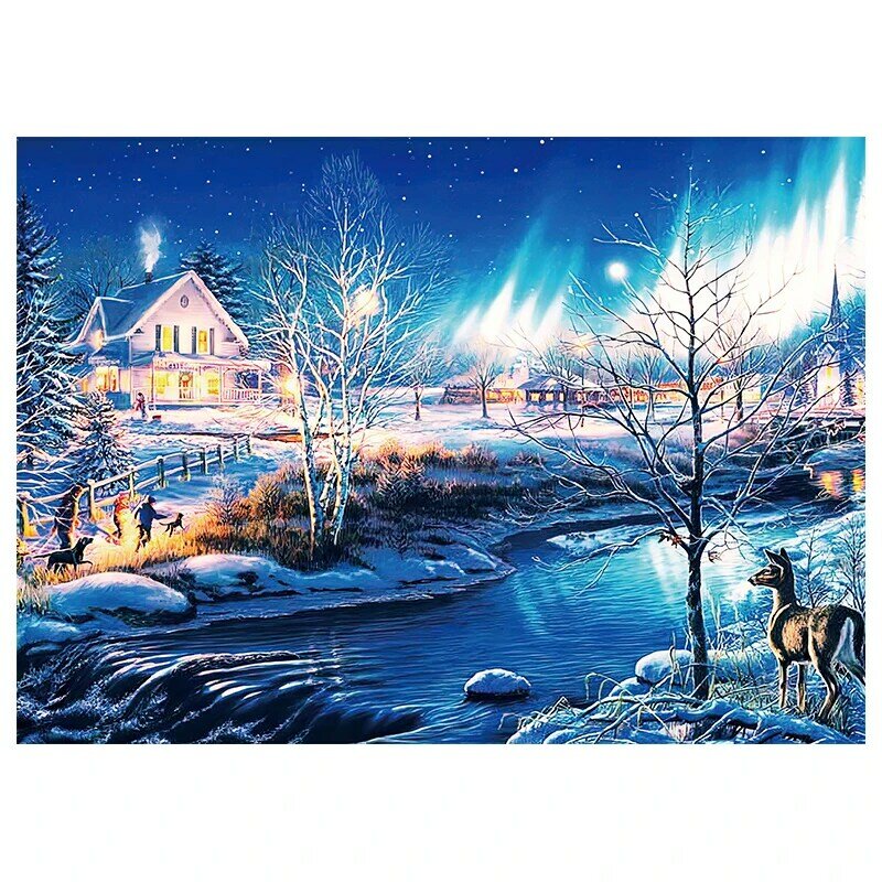 Sneeuw Nacht Landschap Volwassen Puzzel 1000 Stuks Kinderen Educatief Uitdagende Herten Puzzels Speelgoed Vroeg Leren Kerstcadeau