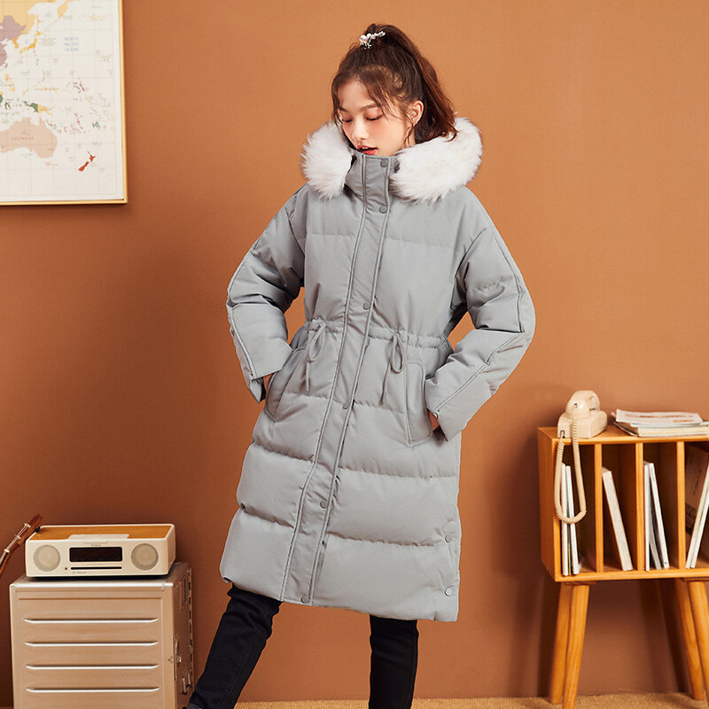 Mantel Tebal Musim Dingin SEMIR Mantel Mode Hangat Wanita Jaket Panjang Wanita Berbantalan Hitam Baju Ritsleting Elegan