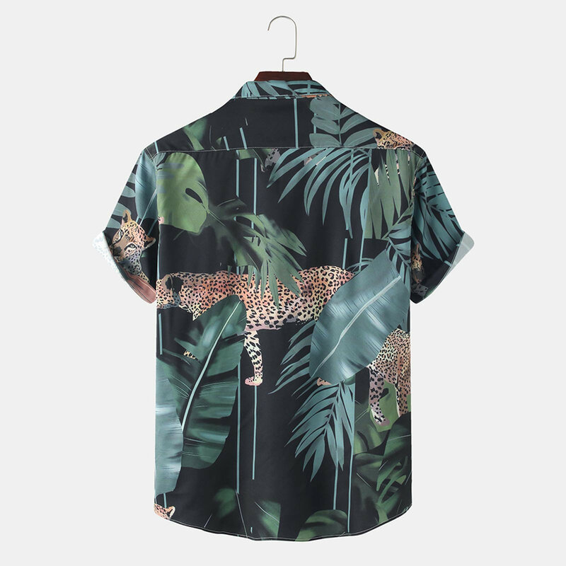 66 # قميص هاواي صيفي الرجال الفاخرة العلامة التجارية الربيع الصيف عادية سليم مطبوعة قصيرة الأكمام قمصان الشاطئ بلوزة