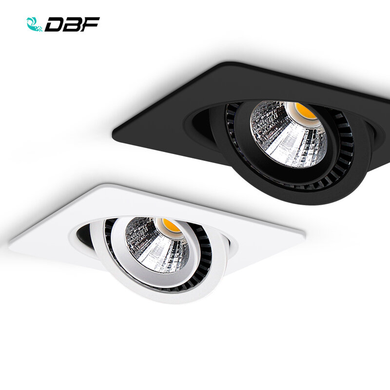 [DBF] Downlight Tersembunyi COB LED Dapat Disesuaikan Sudut 360 Persegi Hitam/Putih 5W 7W 10W 12W 15W Latar Belakang Gambar Lampu Spot Langit-langit LED
