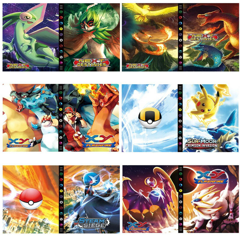 VMAX GX-Carpeta de tarjetas de juego, álbum de Pokemon, libro de dibujos animados, Mapa, soporte de bolsillo para colección, lista de carga, puede acomodar 432 piezas