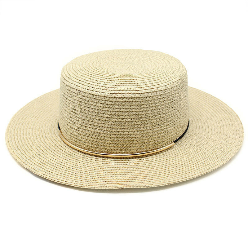 20 Color Natural fresco amplia sombrero con visera de Jazz de sombrero de paja de verano femenino francés sombrero Panamá planos de las mujeres de playa protección contra el sol sombrero de paja