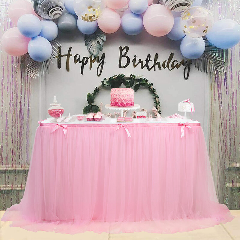 Obrus ślub spódnica Tutu Tulle zastawa stołowa tkaniny Baby Shower urodziny bankiet Party stół weselny obrus dekoracje na domowe przyjęcie