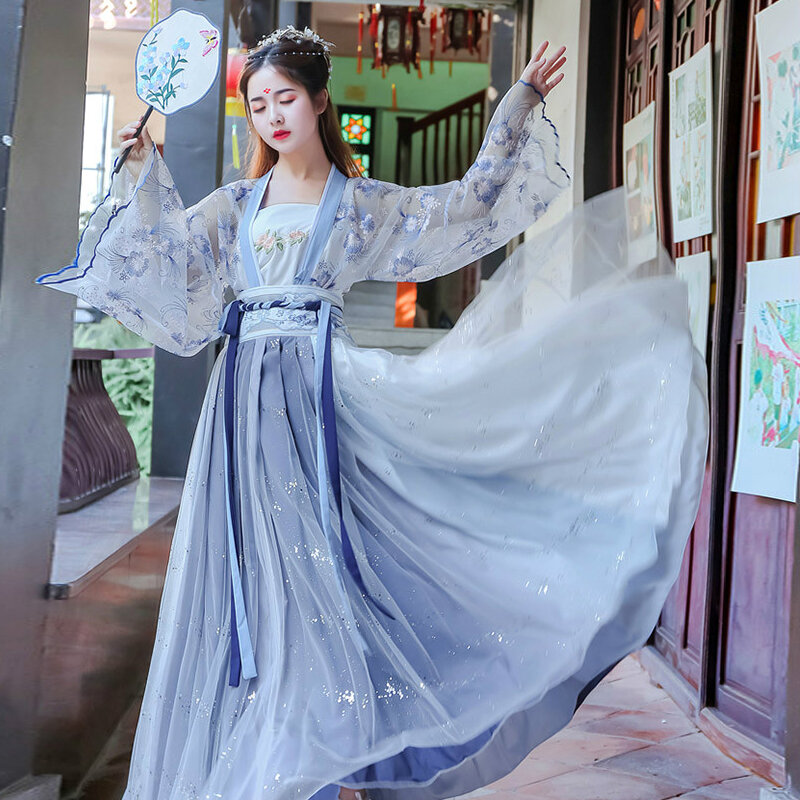 Женский традиционный костюм ханьфу в китайском народном стиле, Женская Одежда для танцев династии Ханьи, женская одежда Феи для косплея, Восточная древняя костюм Дианы Принс