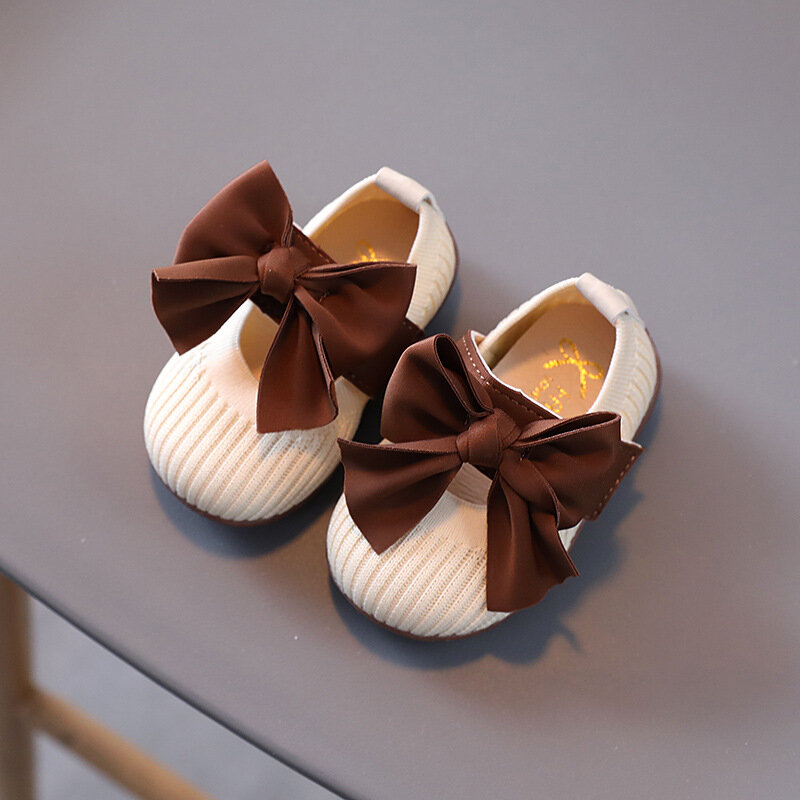 Princess Shoes Baby Shoes Bowknot Female Baby Toddler Soft-soled Toddler Shoes 1-2 Years Old Girls Shoes New Baby Casual Shoes