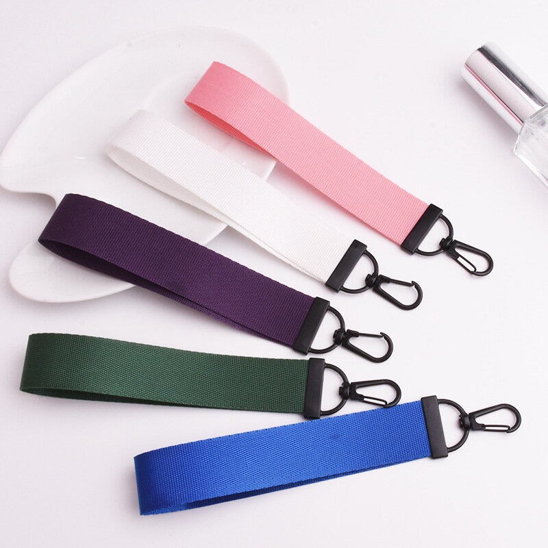 Porte-clés ruban de couleur unie créative, 13 couleurs, personnalité, peut être imprimé pendentif pour sac d'école, bijoux accessoires banderoles cadeaux