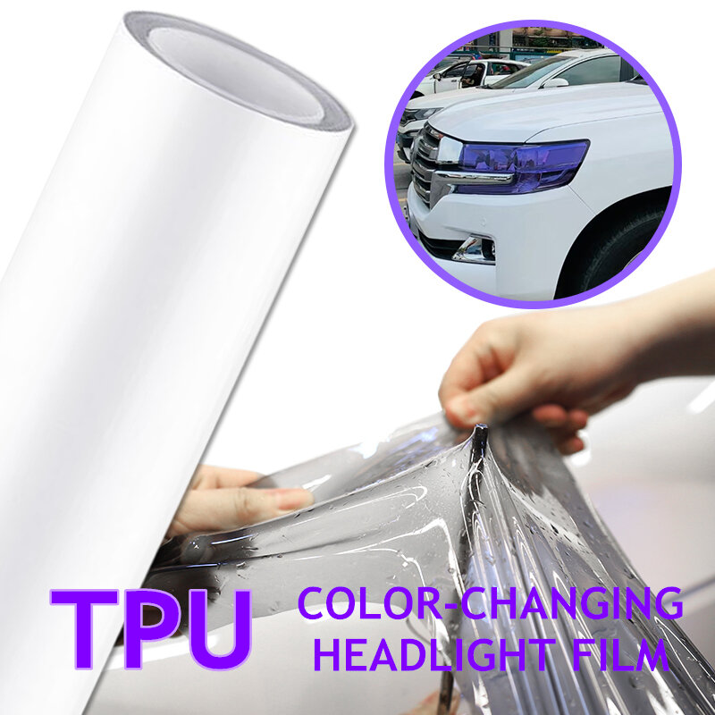 Película de protección antiarañazos para faros delanteros, Control de luz inteligente, Color púrpura ennegrecido, TPU, estilo de coche, novedad
