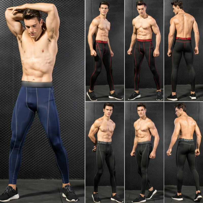 Collants de Fitness taille haute pour hommes, Compression sous pantalon Long, couche de Base, sport de course à pied, respirant, séchage rapide, extensible