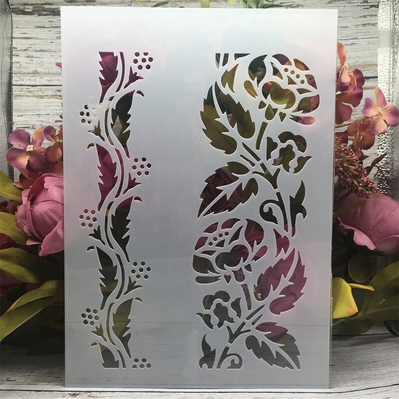 A4 29cm Flower Lines DIY Layering Stencils Wall Painting Scrapbook Coloring Embossing Album Decorative Template