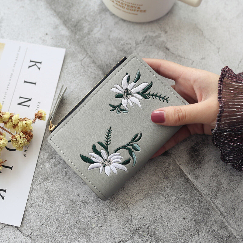 Nowe portfele damskie drukuj portfel kwiatowy dla kobiety Zipper Mini Coin torebka damska mały portfel kobiece skórzane etui na karty