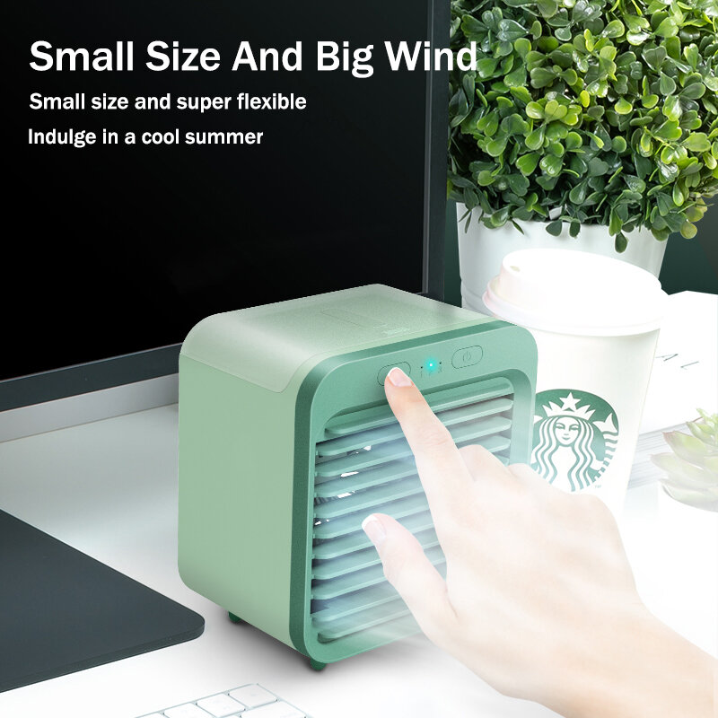 Miniventilador portátil de escritorio, Enfriador de aire refrigerado por agua, USB, luz de escritorio, ventilador de refrigeración de aire, Humidificador