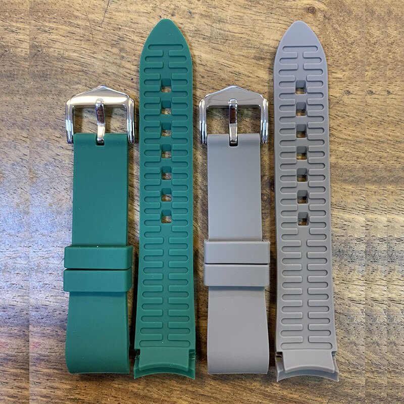 Correa de silicona blanda para reloj de hombre, accesorios de pulsera de reloj con extremo curvo y boca de arco, de 18mm, 20mm, 22mm y 24mm