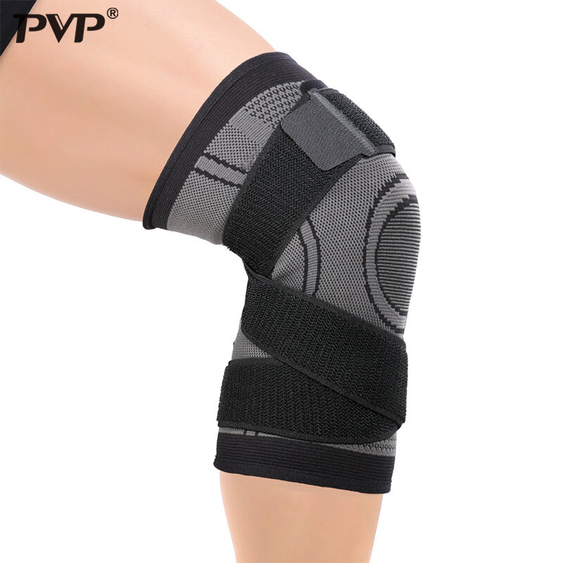 PVP 1pcs 3D weaving Pressurized Fitness Running Cycling Bandage Knee Support Braces Elastic Nylon Sports Compression Pad Sleeve