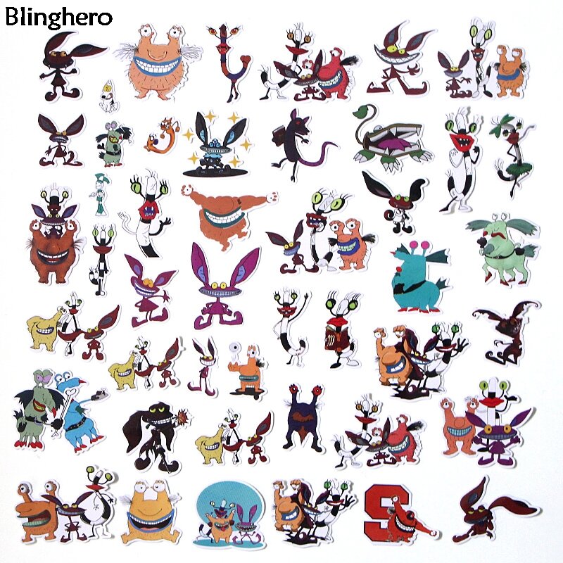 Blinghero Stiker Monster Lucu 42 Buah/Set Kartun Anak-anak Stiker Alat Tulis Stiker Bagasi Laptop Decal BH0125