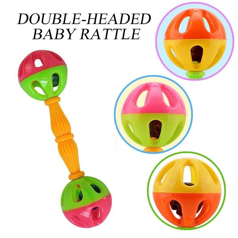Brinquedos para meninos duplo-headed chocalho do bebê infantil aperta sinos de mão interessante educacional presente precoce brinquedo meses recém-nascido