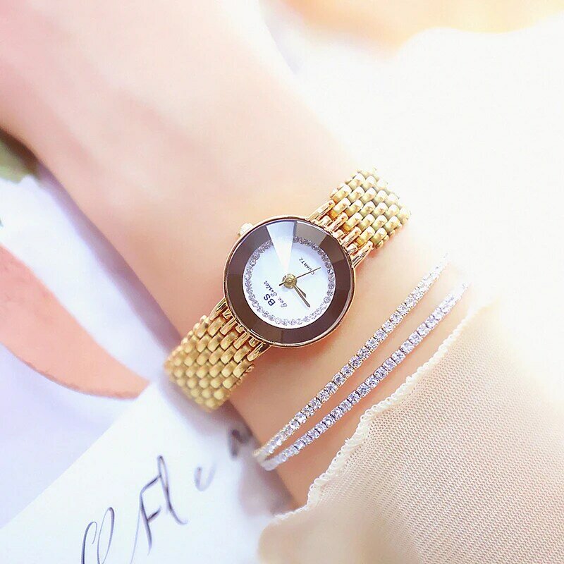 BS Top Marke Frauen Uhren Mode Luxus Kristall Uhr Strass Zifferblatt Quarz Analog Uhr Damen Kleid Uhr Reloj Mujer