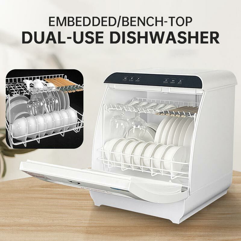 Lavavajillas de 1200W, juego de 8 platos de escritorio doméstico, armario de desinfección pequeño, máquina de secado de platos con aire caliente
