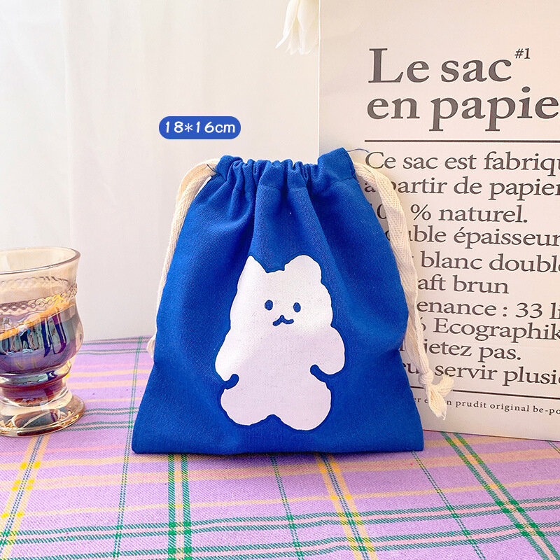 Cute Bear & Smail Gezicht Canvas Cosmetische Tas Koord Make Up Case Organizer Opslag Pouch Toilettas Schoonheid Wassen Kit Zakken