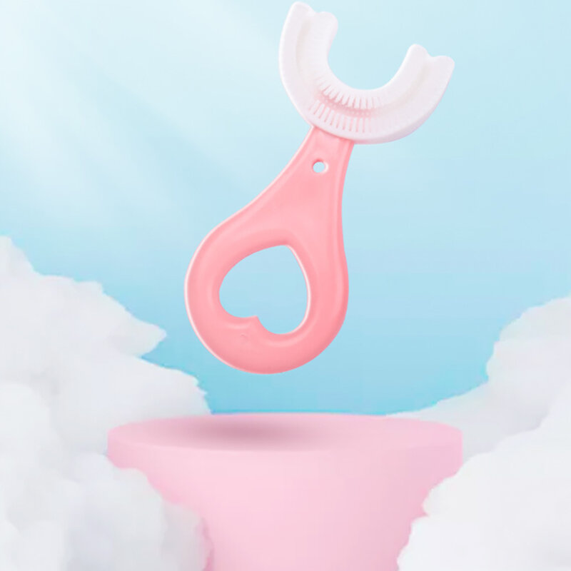 Em forma de u cabeça de escova de borracha macia bonito 2-12 velho bebê silicone escova de dentes simples escova de limpeza cuidados conveniente escova de dentes