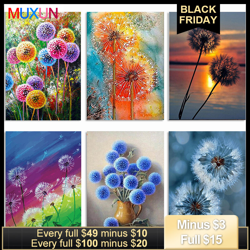 Muxun Full Square/Round Drill 5D Diy Diamond Painting  Colored Dandelion  Embroidery Cross Stitch  5D  Home  Decor  Gift  Jq223