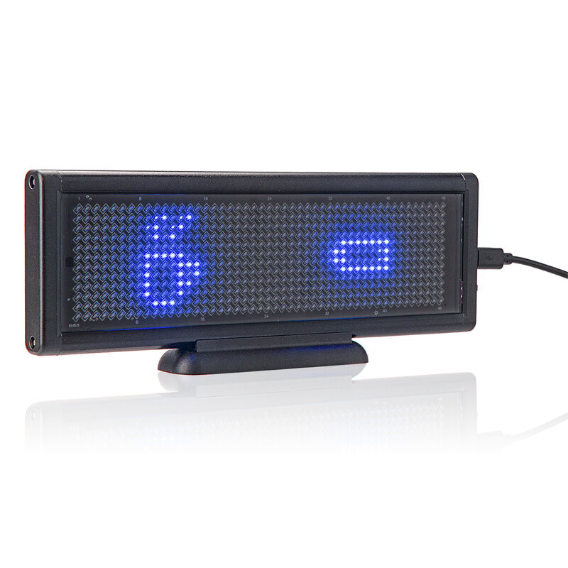 Mini Display Led Sign Rechargeable USB Programmable Message Board Portable Panel Blue Text  with Base and Chain SMD for Business