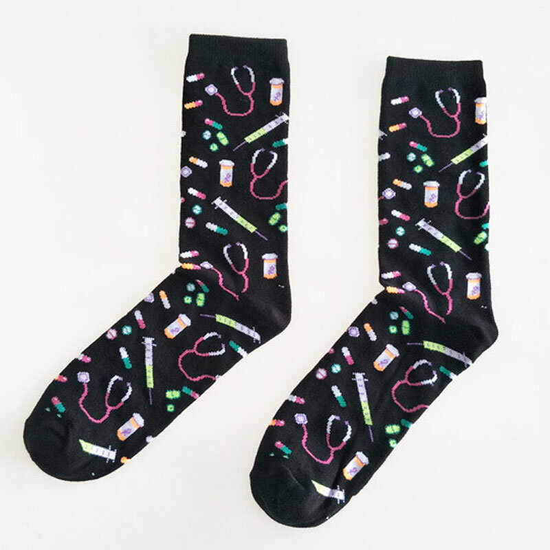 Männer Socken Baumwolle Lustige Krankenhaus Geräte glückliche männer baumwolle Socken Atmungsaktiv Und Schweiß Absorbieren Neuheit Casual Dressing Socken