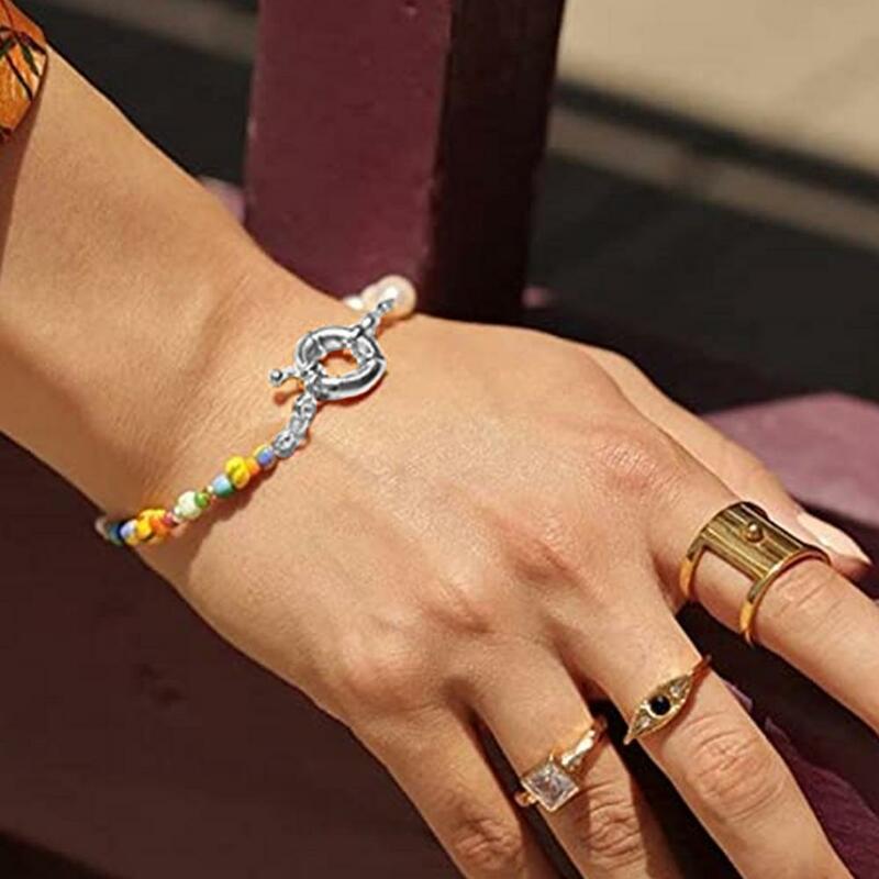 Novo design colorido grânulo pérola pulseiras boêmio oval pérola pulseiras para mulheres praia jóias presentes de festa dropshipping