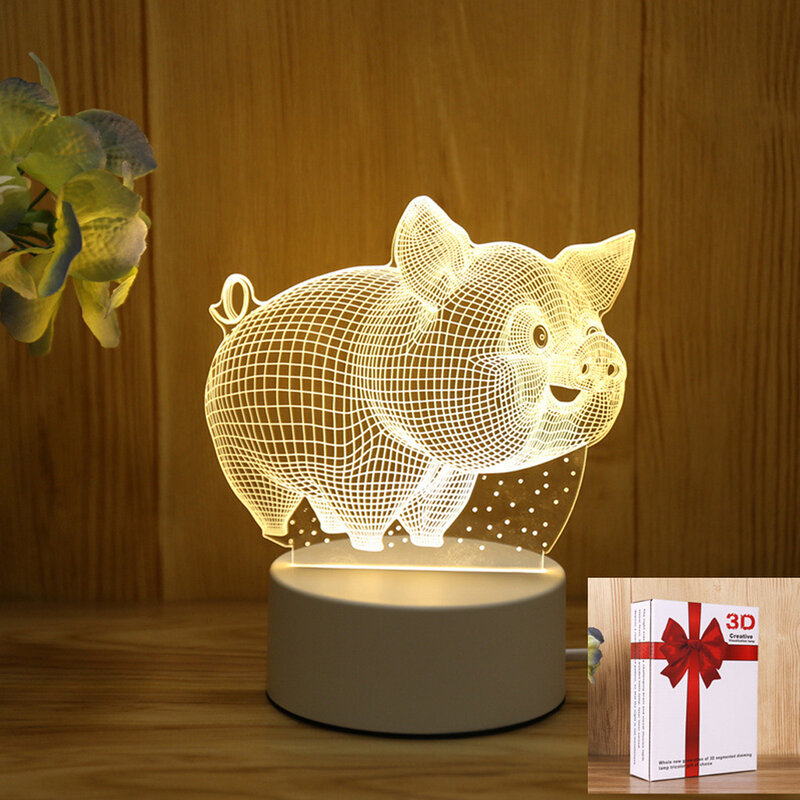 3D LED Novelty Illusion Love Bear Table Lamp Push Button Switch  Indoor Night Light For Bedroom Indie Kids Decor Birthday Gift