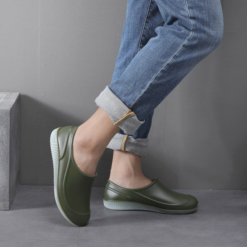 Sapatos de chuva de borracha à prova dfor água para mulher masculino de chuva plana confortável sapatos de chuva plana primavera outono casual