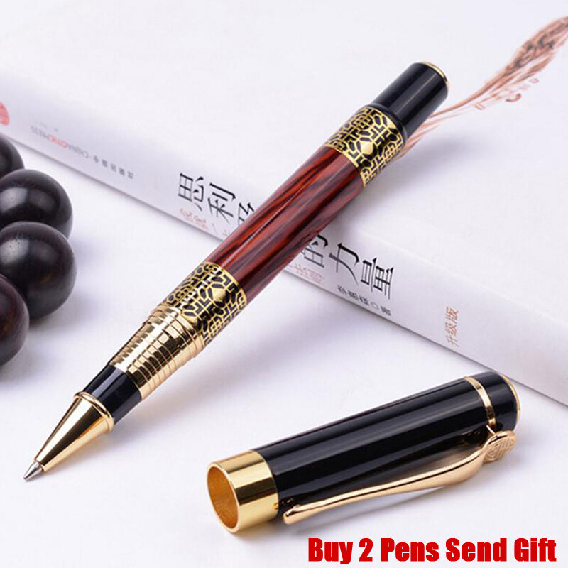 새로운 도착 최고의 품질 러시 우드 컬러 금속 롤러 볼펜 사무실 비즈니스 남성 선물 펜 구매 2 선물
