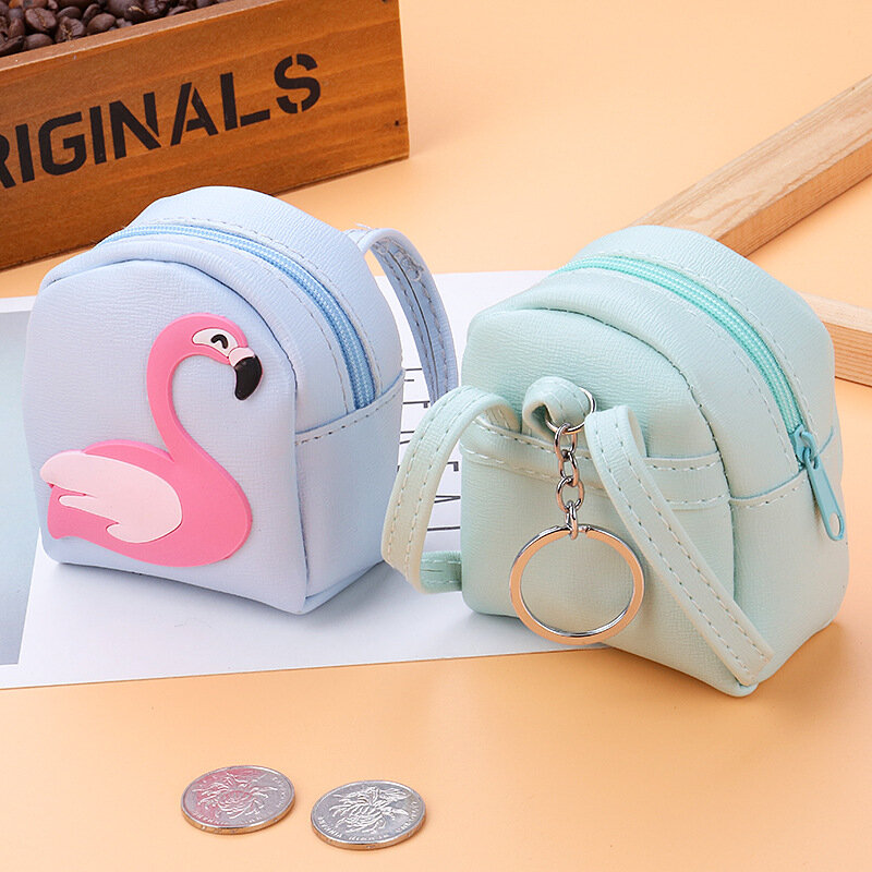 Casual Flamingo Mini zaino borsa per monete donna portafoglio piccolo moda Pu portachiavi borse studente capretto cuffia carina borsa per soldi