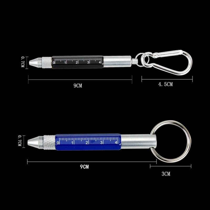 Multifunction Refill Pen Rotating 6-in-1 Metal Pens Screwdriver Hexagonal Touch Screen Carabiner Small Scale Ballpoint Keychain