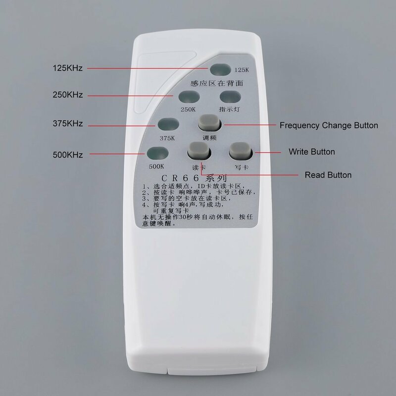 Copiadora de tarjeta de identificación RFID 125/250/375/500khz CR66, escáner RFID, lector, escritor, duplicador con indicador de luz con sensibilidad