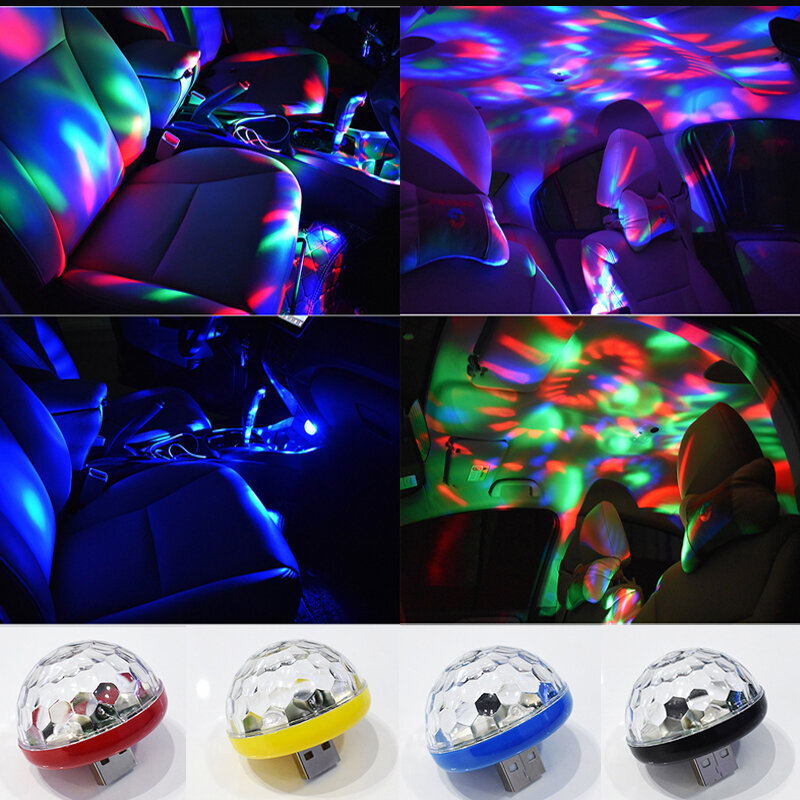 Mini lumières de scène Disco USB Led, fête de noël DJ, karaoké, décoration de voiture, lampe, téléphone portable, commande de musique, boule magique en cristal, lumière colorée