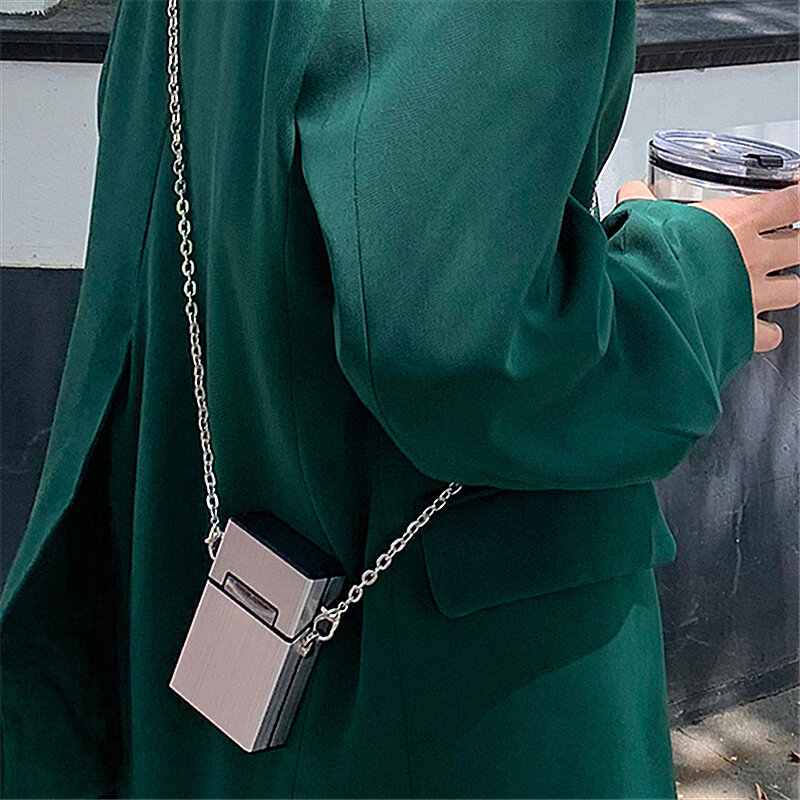 Metal Mini Cigarette Bag 2022 Trend Women's Designer Handbags Fashion Chain Shoulder Bags Lady Lipstick Crossbody Bag Coin Purse