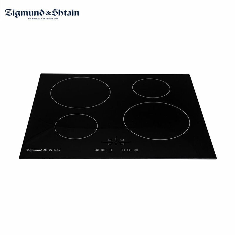 Placas de cozinha com vidro-cerâmica, utensílios domésticos pretos, placa de fogão elétrica com superfície