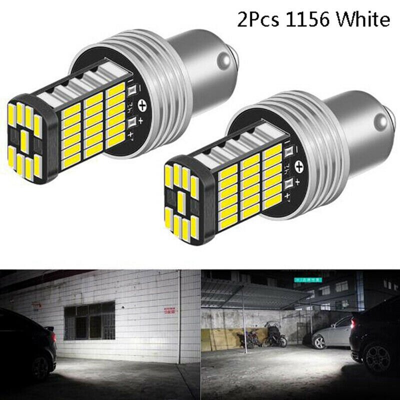 Luz traseira de freio de carro 2 peças 1156led canbus 15 smd ba15s p21w branca de alta potência 6000k