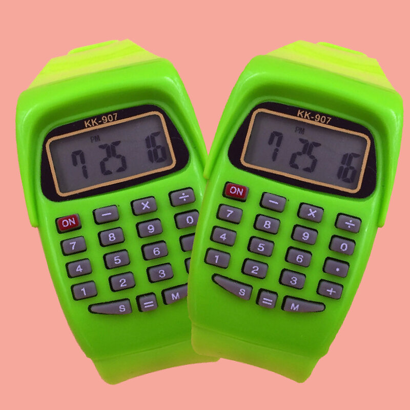 Calculadora Digital colorida con función de reloj LED para niños, calculadora multifunción deportiva de silicona, informal