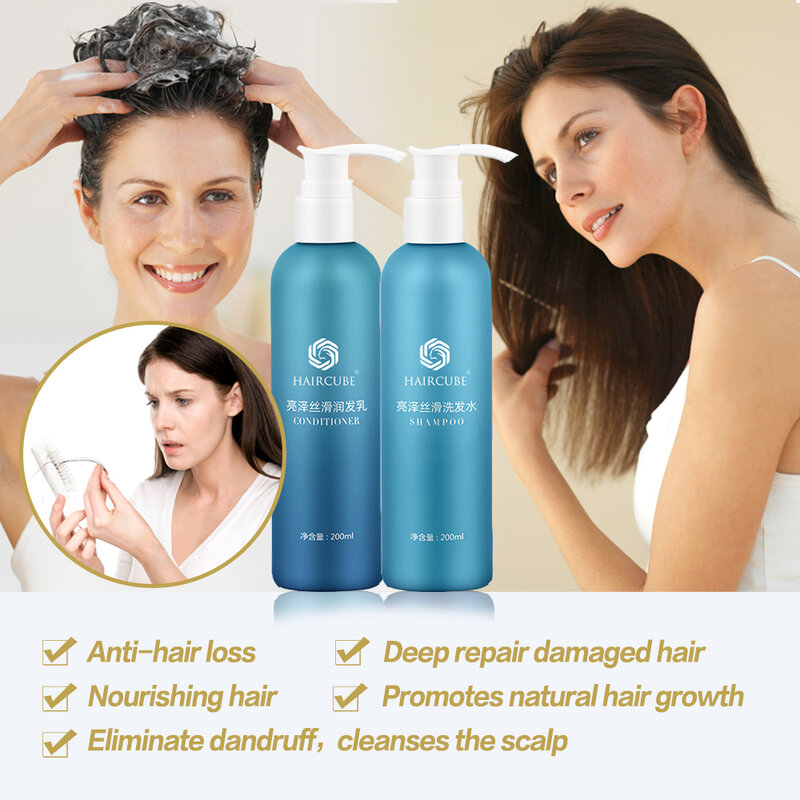HAIRCUBE-Conjunto de champú y acondicionador hidratante para cabello seco, reparación de cabello dañado para hombre y mujer, champú para todo tipo de cabellos