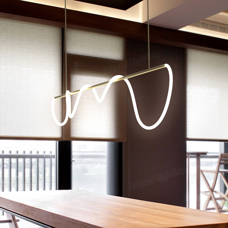 Lámpara Led nórdica de diseño minimalista para comedor, cocina, Hotel, Loft, iluminación Interior, color negro/blanco dorado, moderna