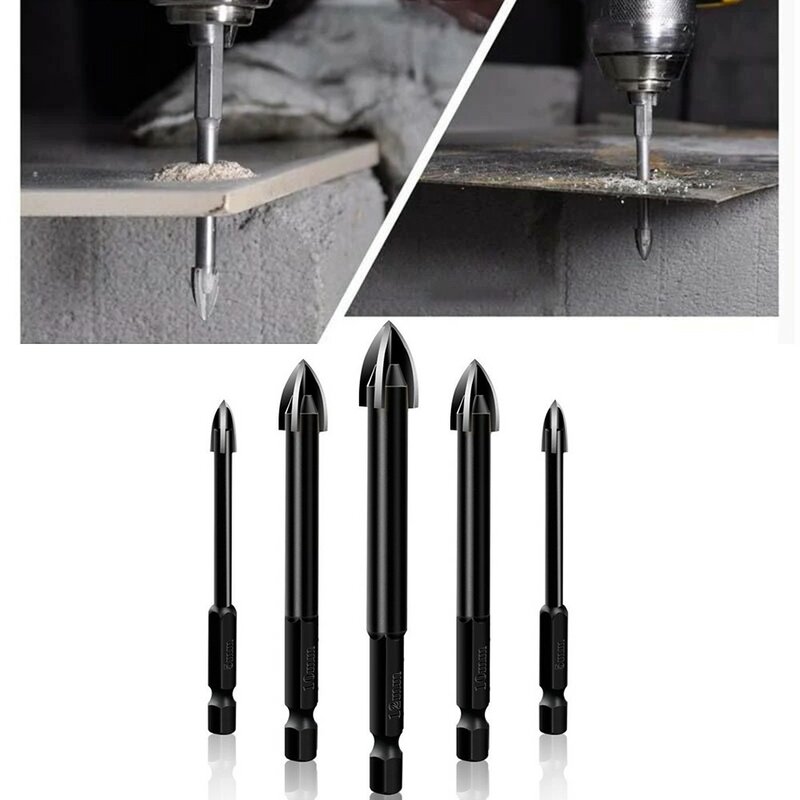 5pcs Efficient Universal Drilling Tool Multifunctional Cross Alloy Drill Bit Tip Cemented Carbide Anti-rust Power Tools