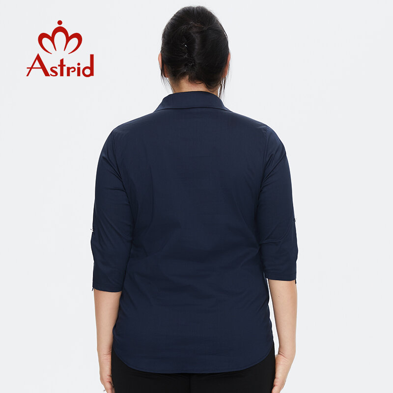 Astrid-신상품 우아한 면 진주 프린트 셔츠 블라우스 여성용, 사무실, 대형 의류, 화이트 패션, 플러스 사이즈, 2022